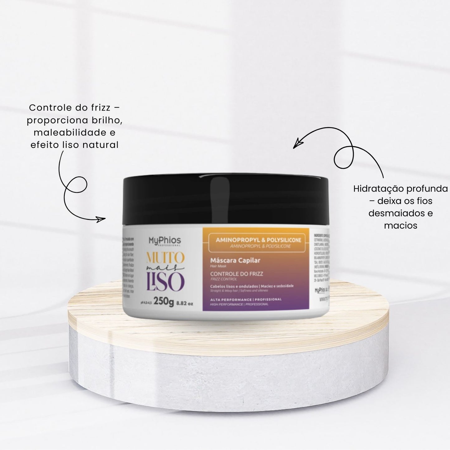 Máscara  MyPhios Muito Mais Liso Hidrata Controla Frizz 250 g