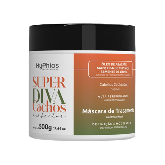 Máscara MyPhios Super Diva Cachos Perfeitos Para Tratamento 500 g para Cabelo Cacheado
