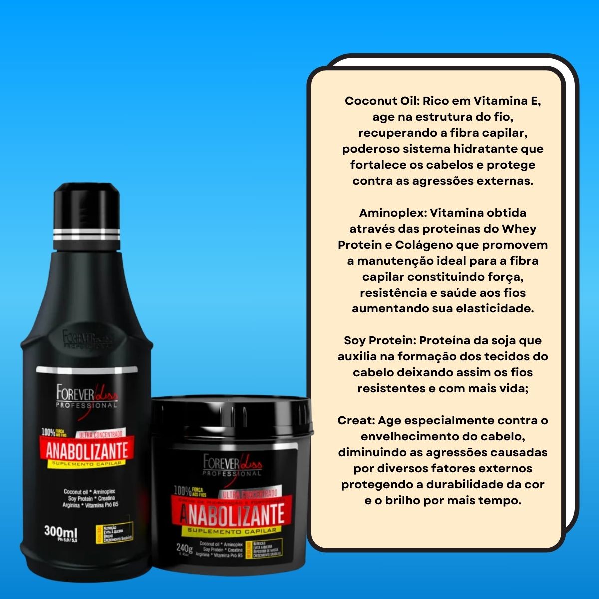 Kit Forever Liss Anabolizante Capilar Shampoo 300 ml + Máscara 240 g