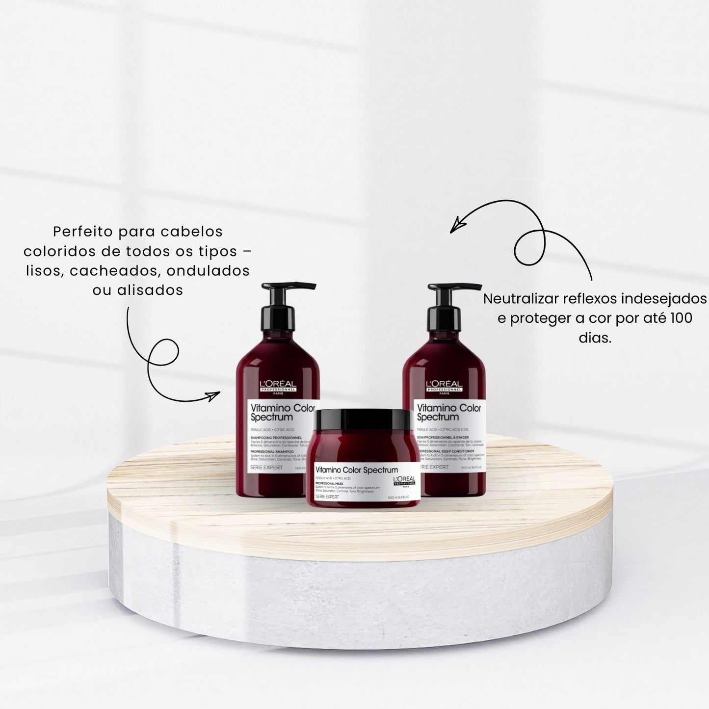 Kit Loreal Vitamino Color Spectrum Shampoo, Condicionador e Máscara 500 ml