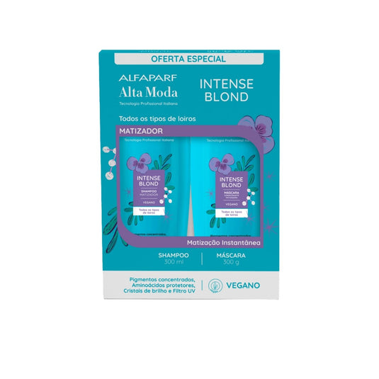 Kit Alfaparf Alta Moda Intense Blond Shampoo e Máscara Matizadora Neutraliza Amarelado 300 ml