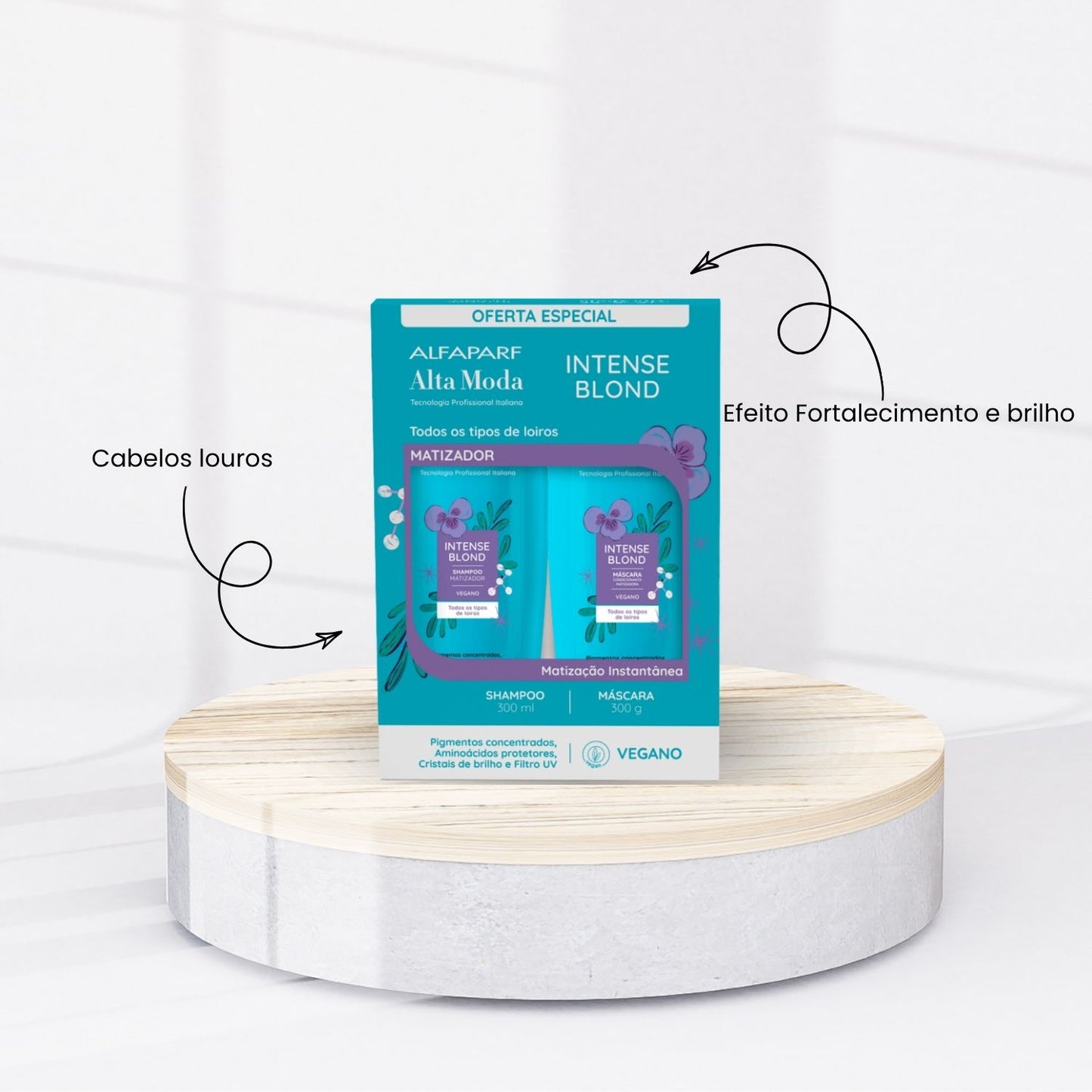 Kit Alfaparf Alta Moda Intense Blond Shampoo e Máscara Matizadora Neutraliza Amarelado 300 ml