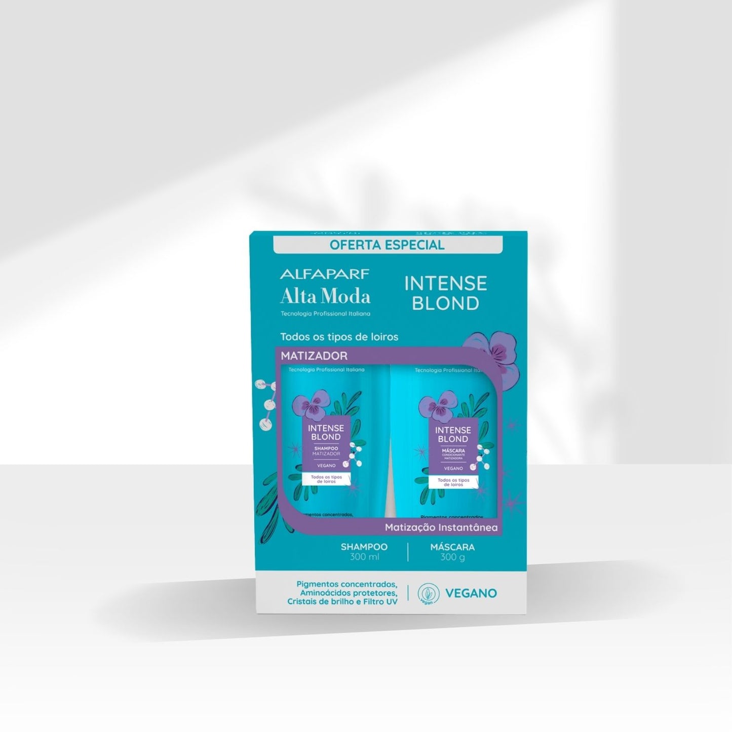 Kit Alfaparf Alta Moda Intense Blond Shampoo e Máscara Matizadora Neutraliza Amarelado 300 ml