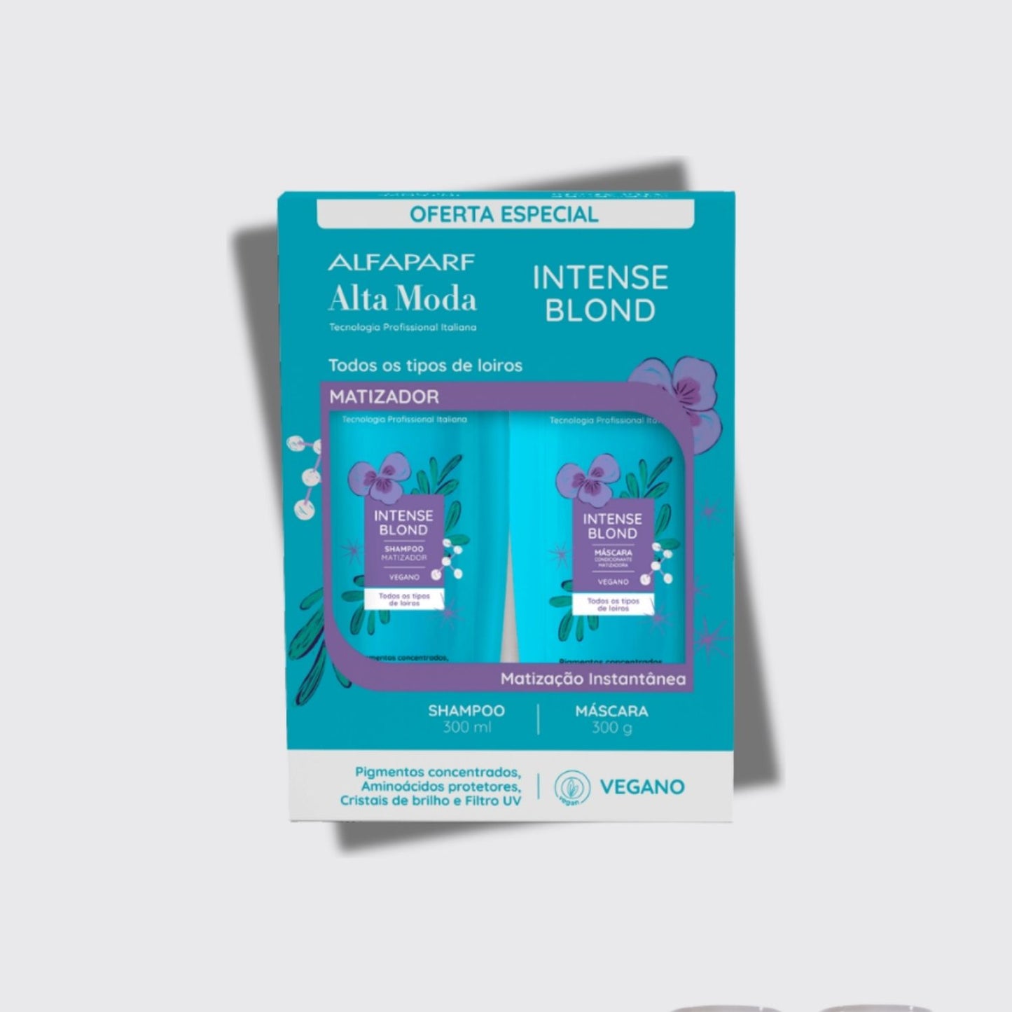 Kit Alfaparf Alta Moda Intense Blond Shampoo e Máscara Matizadora Neutraliza Amarelado 300 ml