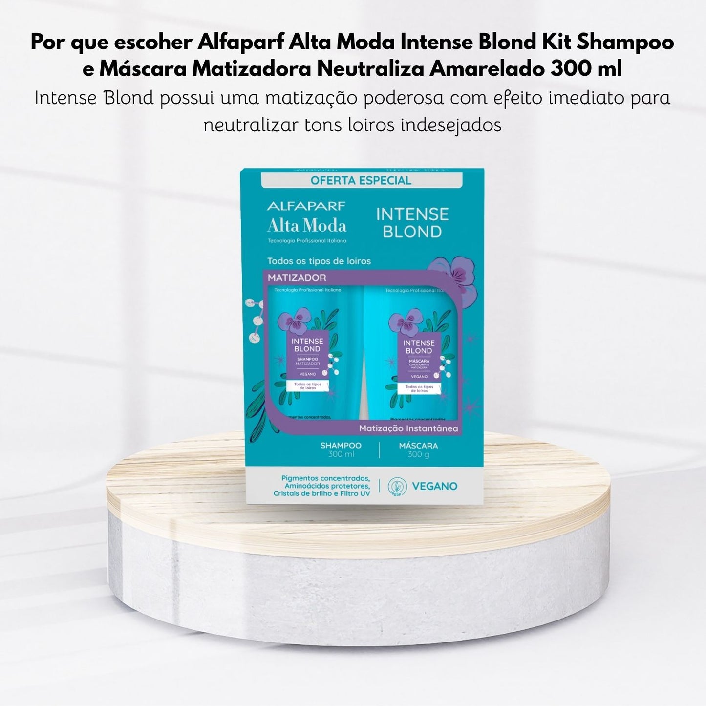 Kit Alfaparf Alta Moda Intense Blond Shampoo e Máscara Matizadora Neutraliza Amarelado 300 ml