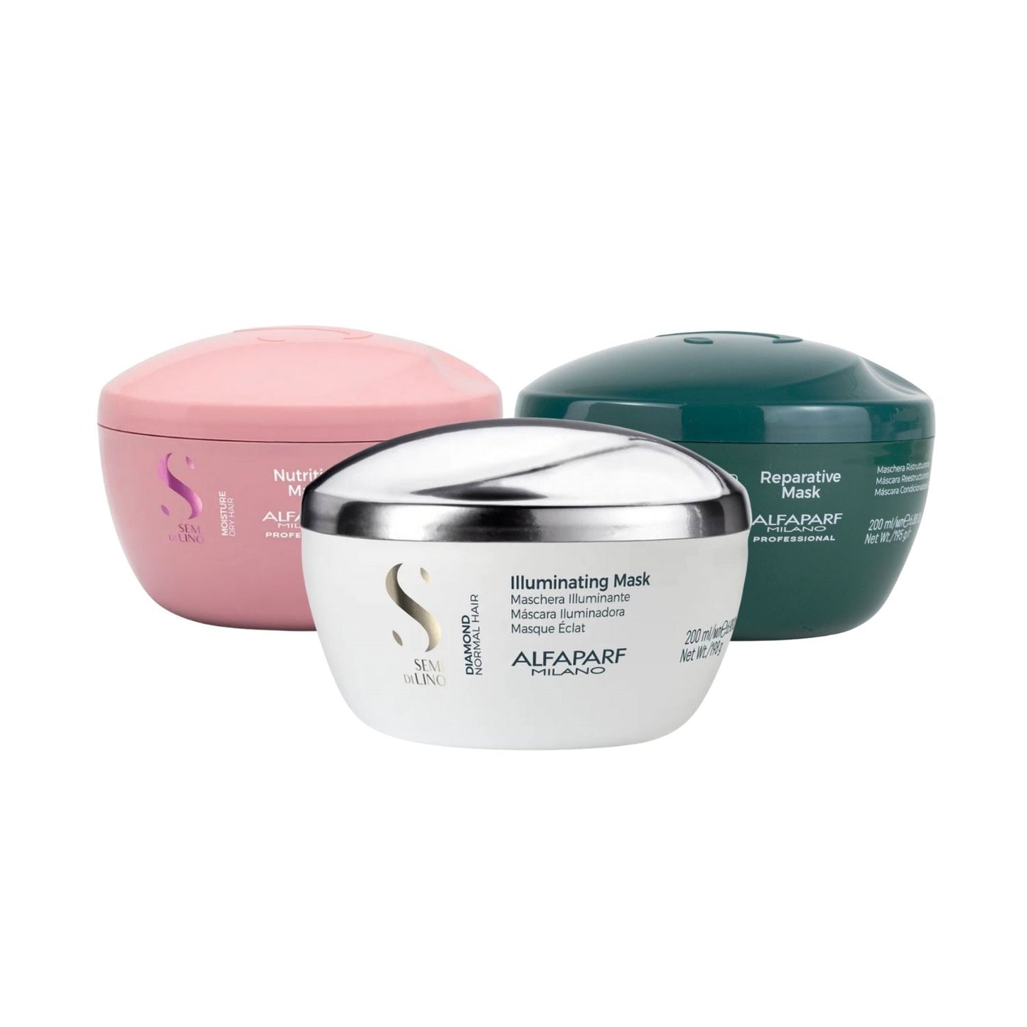 Kit Alfaparf Semi Di Lino Cronograma Capilar Máscaras 200 ml