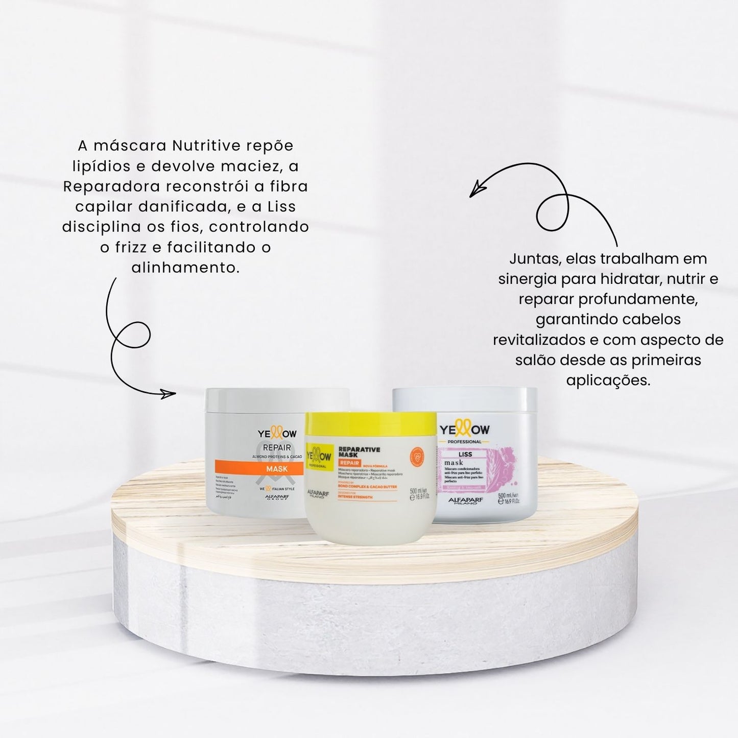 Kit Yellow Cronograma Capilar No Frizz Máscara 500 ml