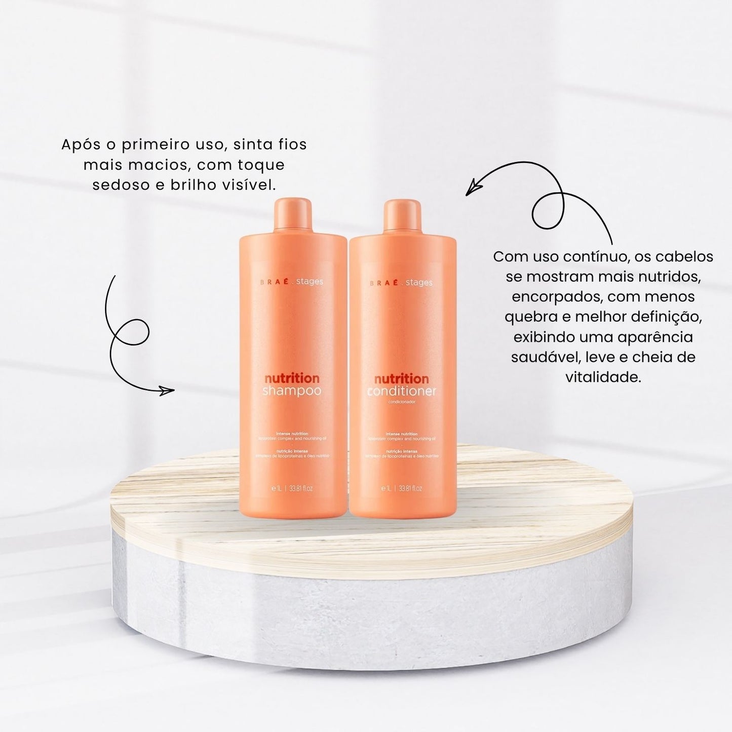 Kit Braé Stages Nutrition Hidratação Nutritiva Shampoo e Condicionador 1 Litro