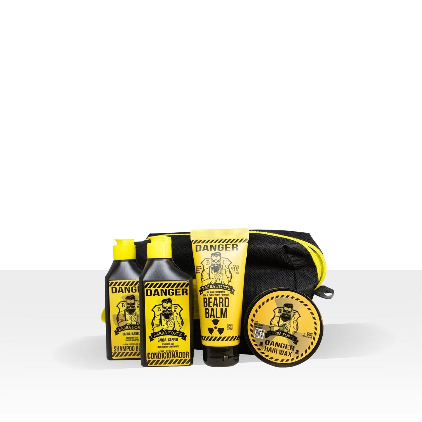 Barba Forte Danger Kit Viagem 4 Produtos + Necessaire