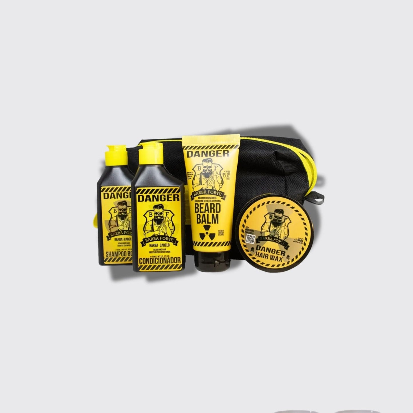 Barba Forte Danger Kit Viagem 4 Produtos + Necessaire