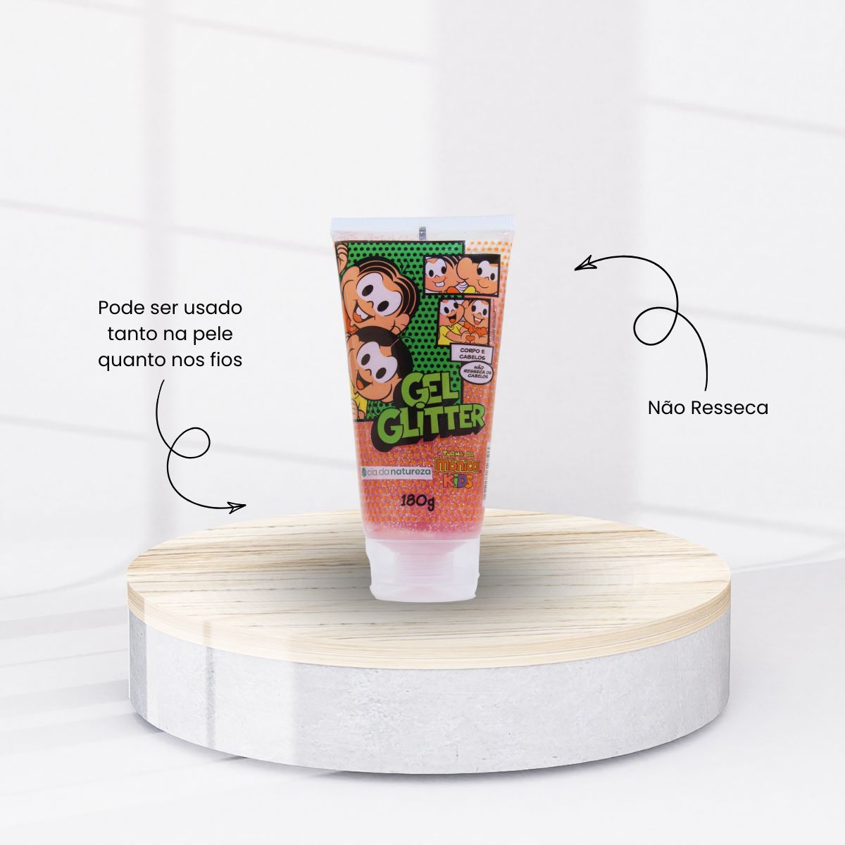 Gel Glitter Cia da Natureza Turma da Mônica Kids Brilho 180 g
